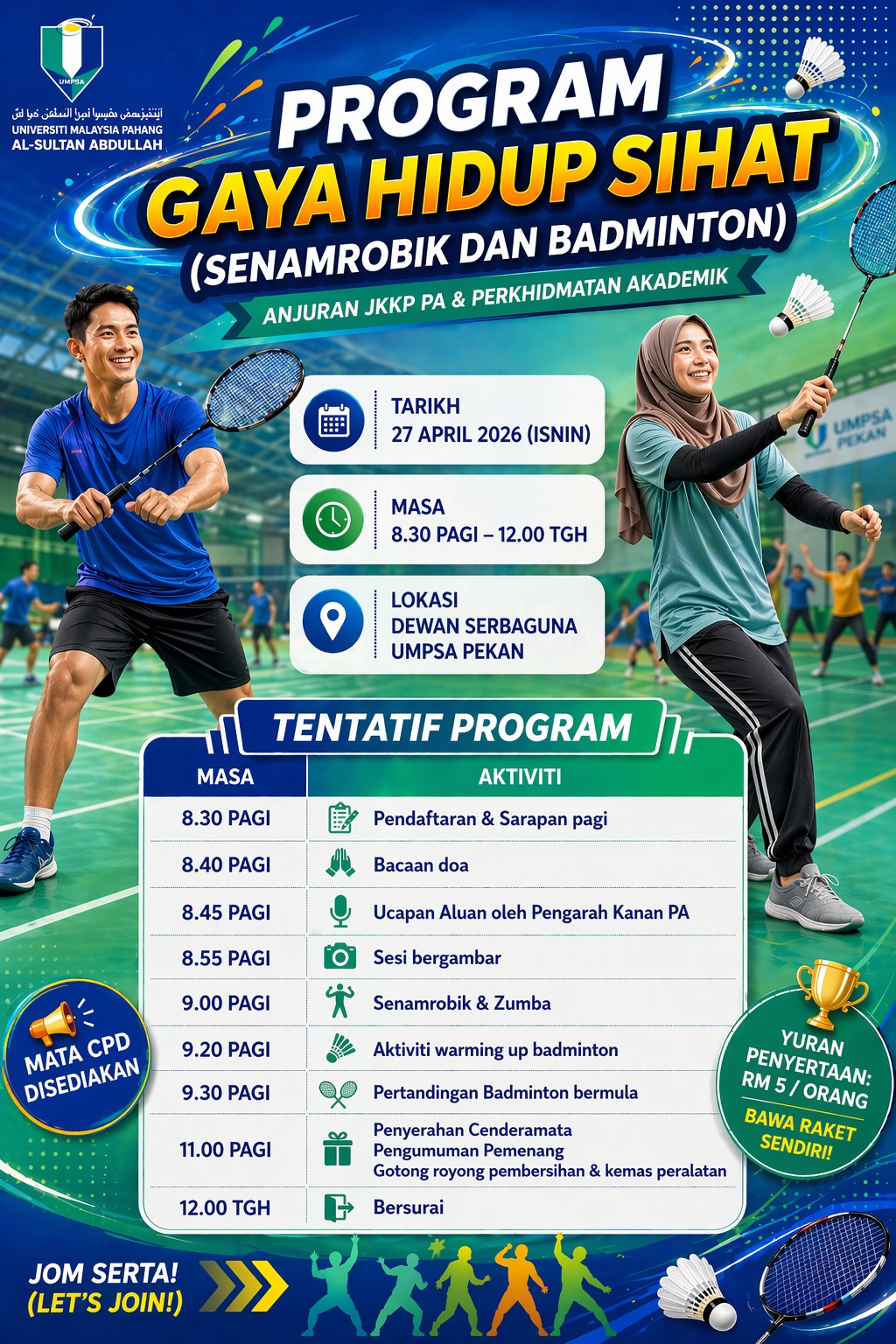 Program Gaya Hidup Sihat iaitu Kejohanan Badminton dan Senamrobik